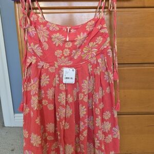 Free People Pink Floral Tank Top NWT